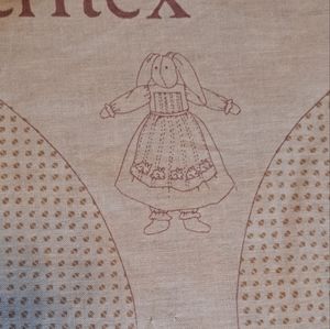 Vintage Bunny Fabric Panel Ameritex Country Classics Crazy Quilt Bunny